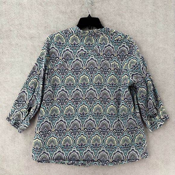 Chicos Shirt Womens 2 (LARGE) No-Iron 100% Linen Button-Up 3/4 Sleeve EUC - Picture 2 of 15